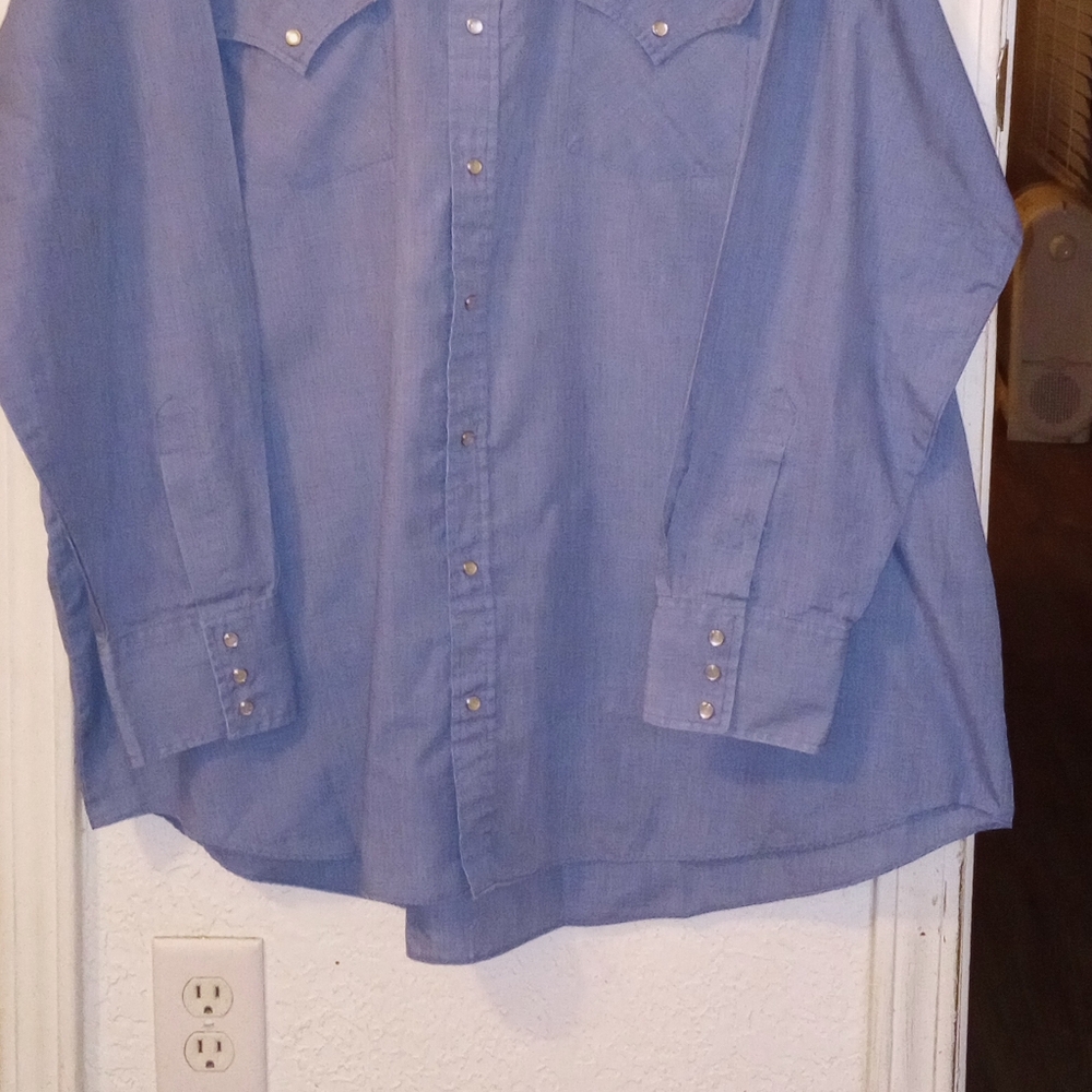 Plains Western Wear Pearl Snap Big Man Long Sleeve Shirt - Picture 2 of 8